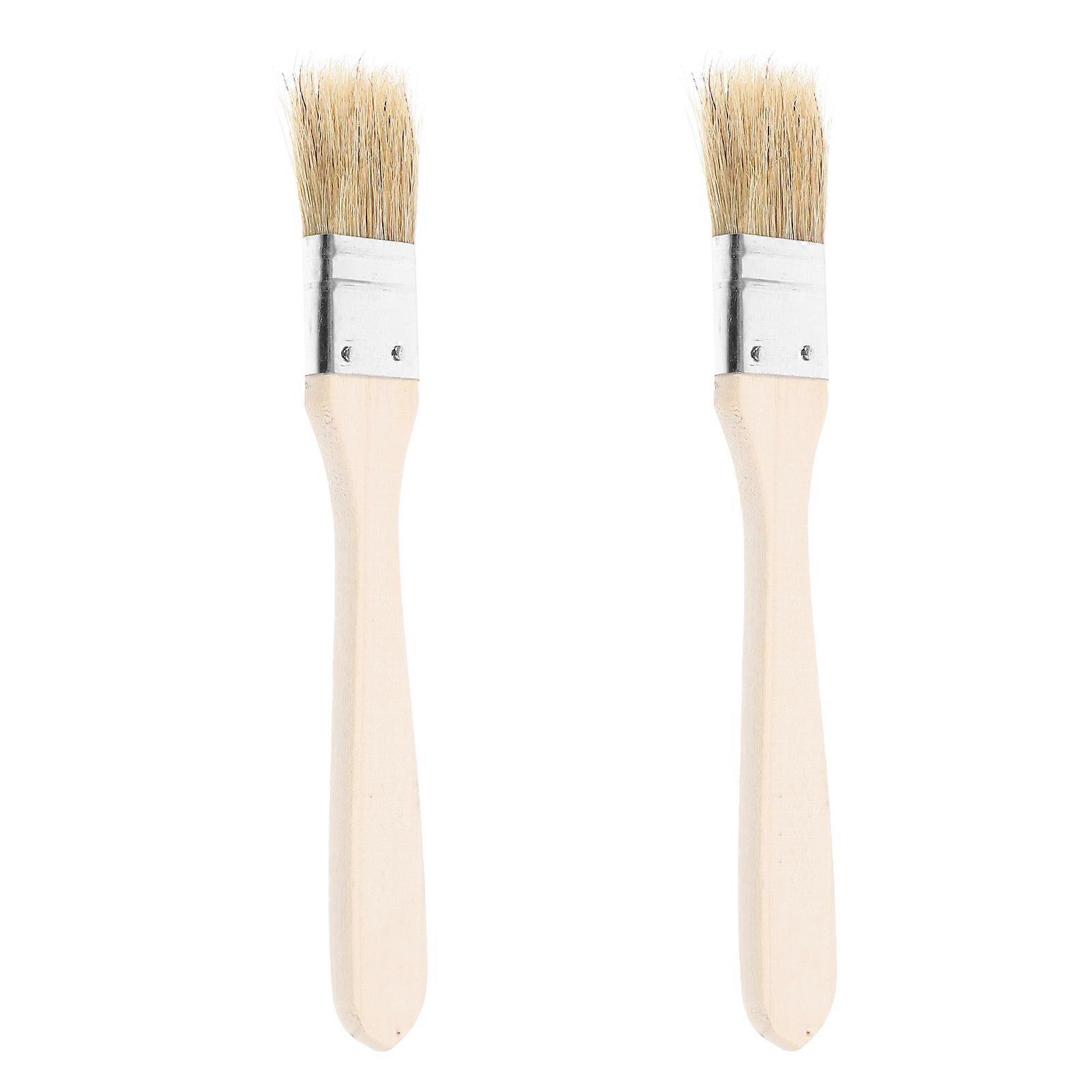 Wooden Basting Brush for Barbecue with Beige Ideal for Kitchen Grilling 2 Pieces