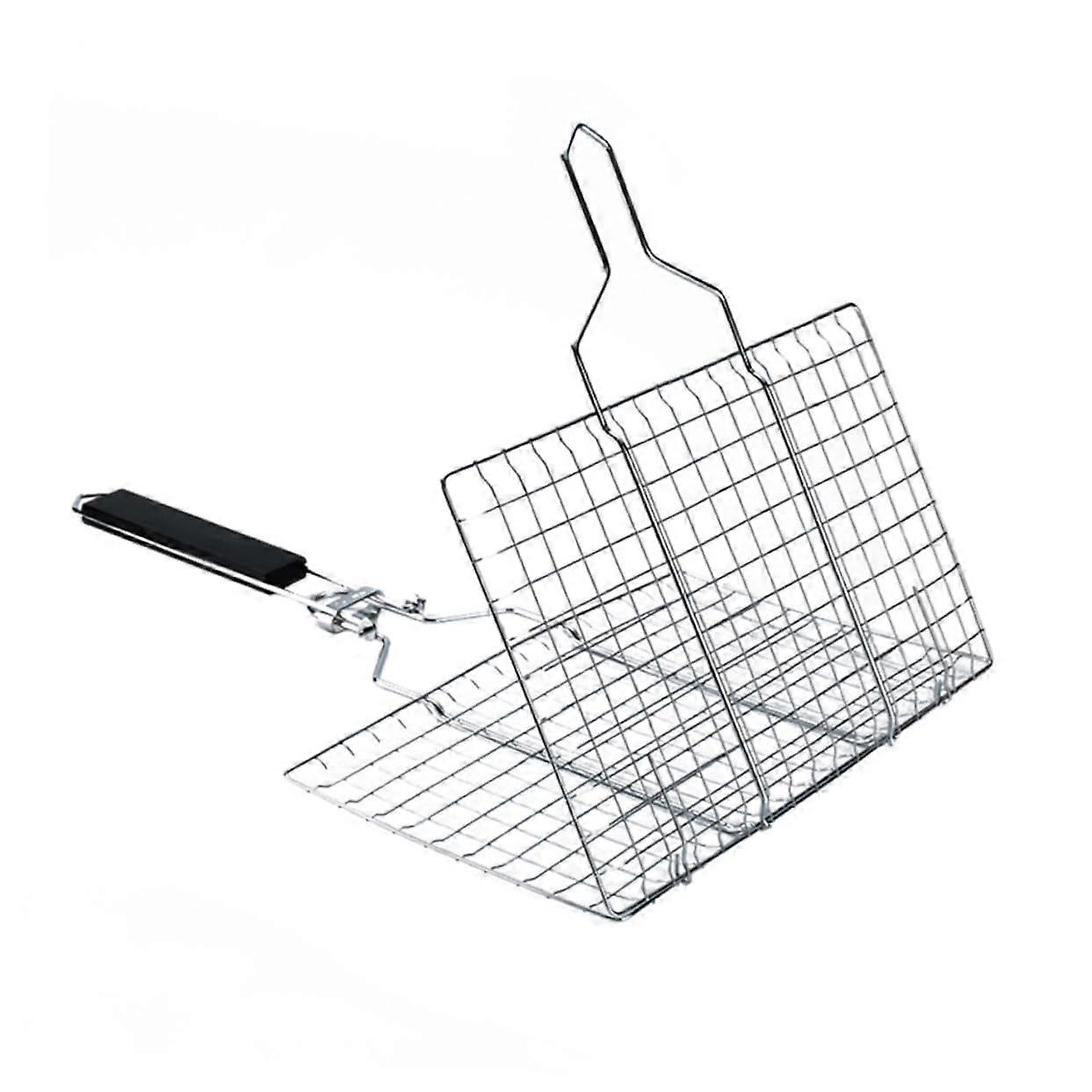 Stainless Steel Wire Grill Grate Handle for Indoor and Outdoor Use, Charcoal Grill Basket, Durable Rolling Grill Net