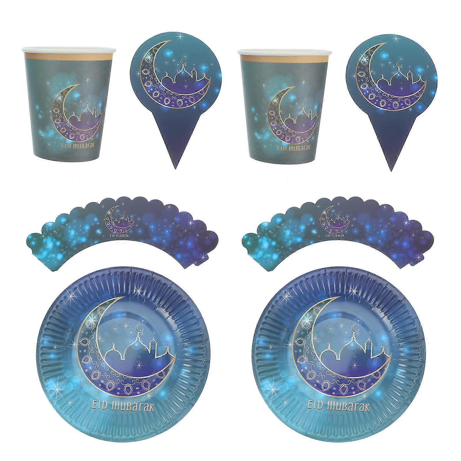 Eid Decor Tableware Paper Cups Celebrations Blue Color 36Pcs