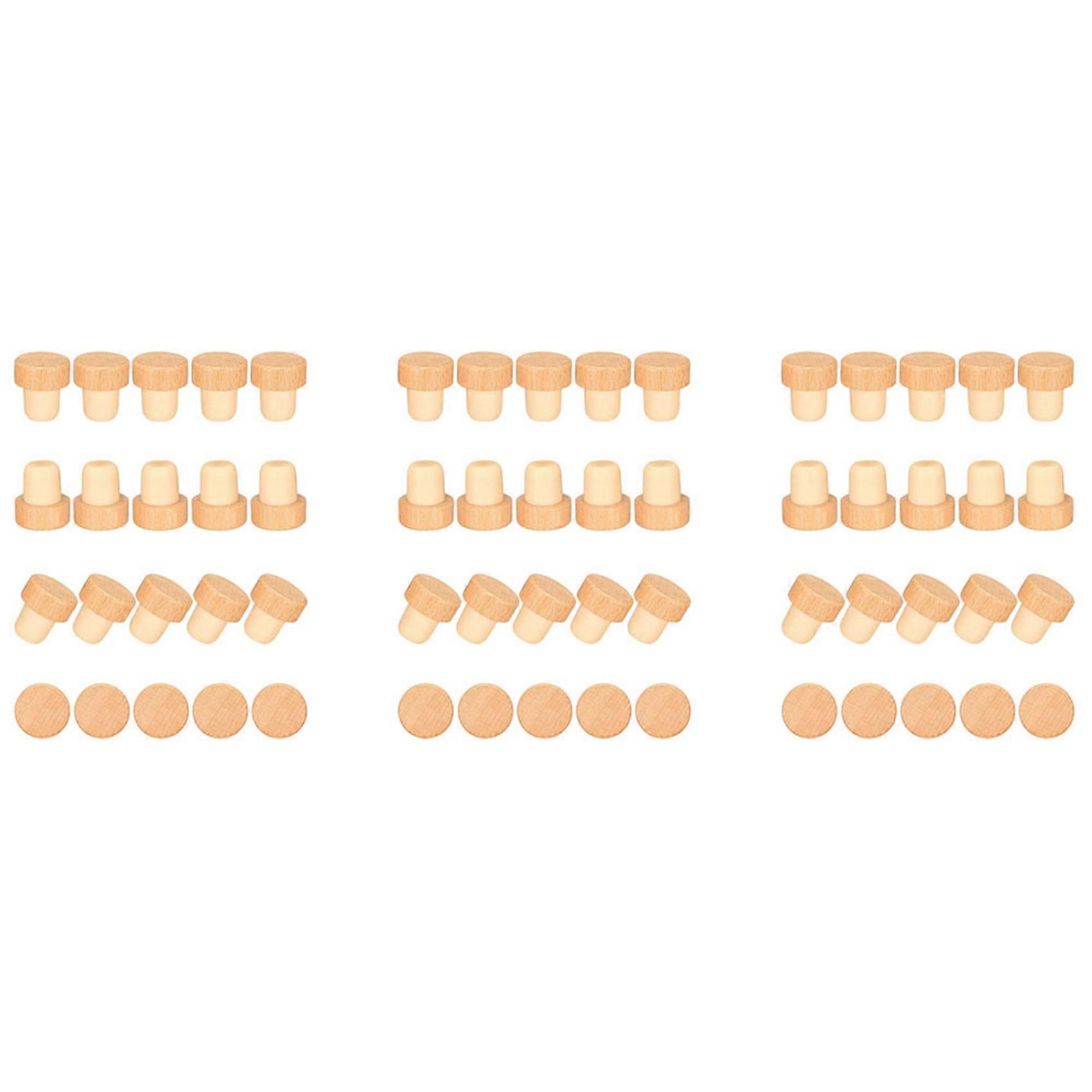 60 Pieces T Shape Wine Corks Tasting Corks T Shape Wine Corks with Beech Top Wooden Wine Bottle Stop