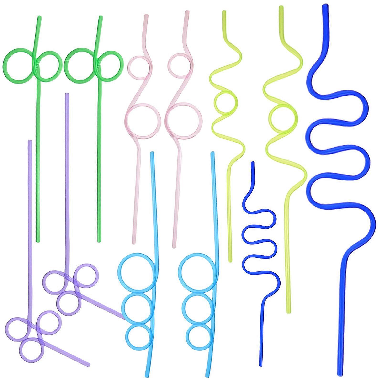12Pcs Party Curved Straws Beverage Drinking Straws Funny Straws Decorative Juice Straws