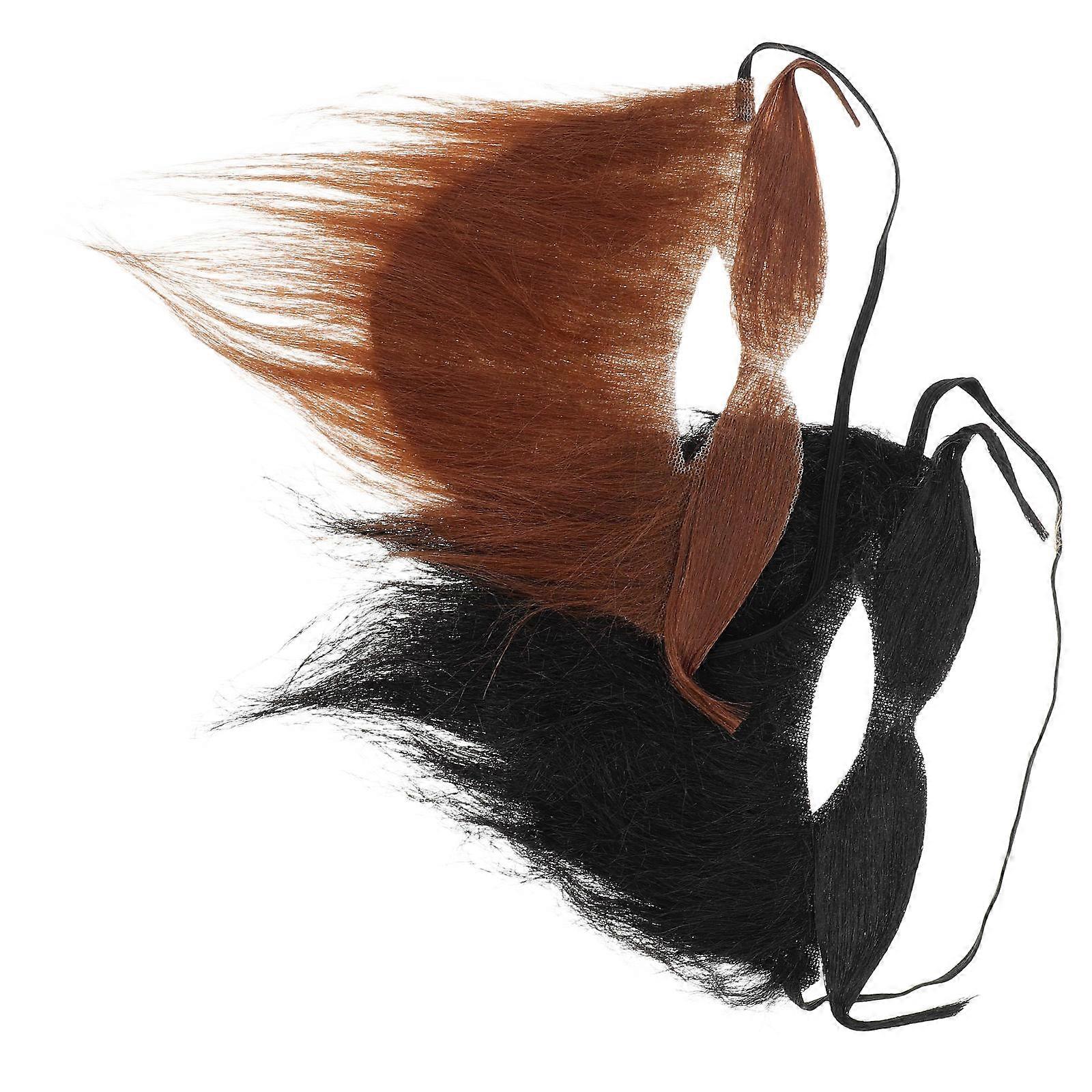 2pcs Fake Mustaches Beard: Costume Party Accessory for Men Artificial Facial Beard for Cosplay, Halloween, Carnival