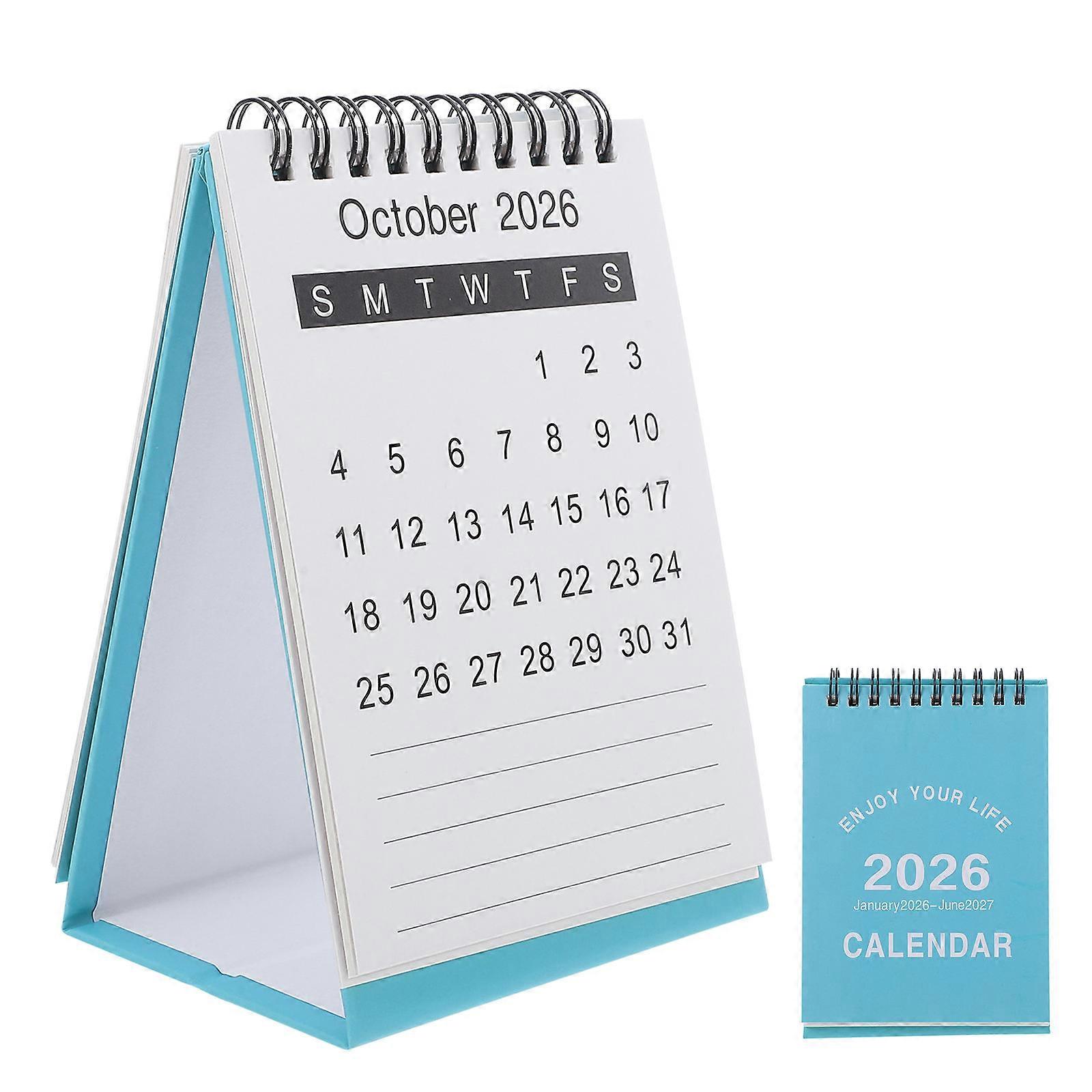 Mini Desk Calendar Compact Monthly Flip Planner Lake Green Non Bleed Paper Space for Notes and Home Office School Use