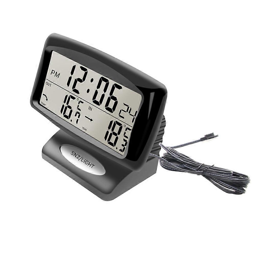 Universal Dual Temperature Electronic Clock for Car Use with Backlit Function Black Plastic 4321097