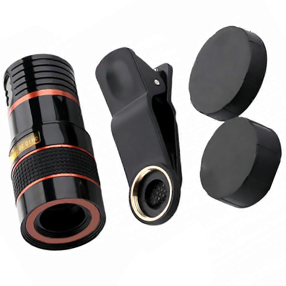 8X Monocular Telescope Lens for Smartphone with Clip Easy to Install Fits Most Phones Black Plastic