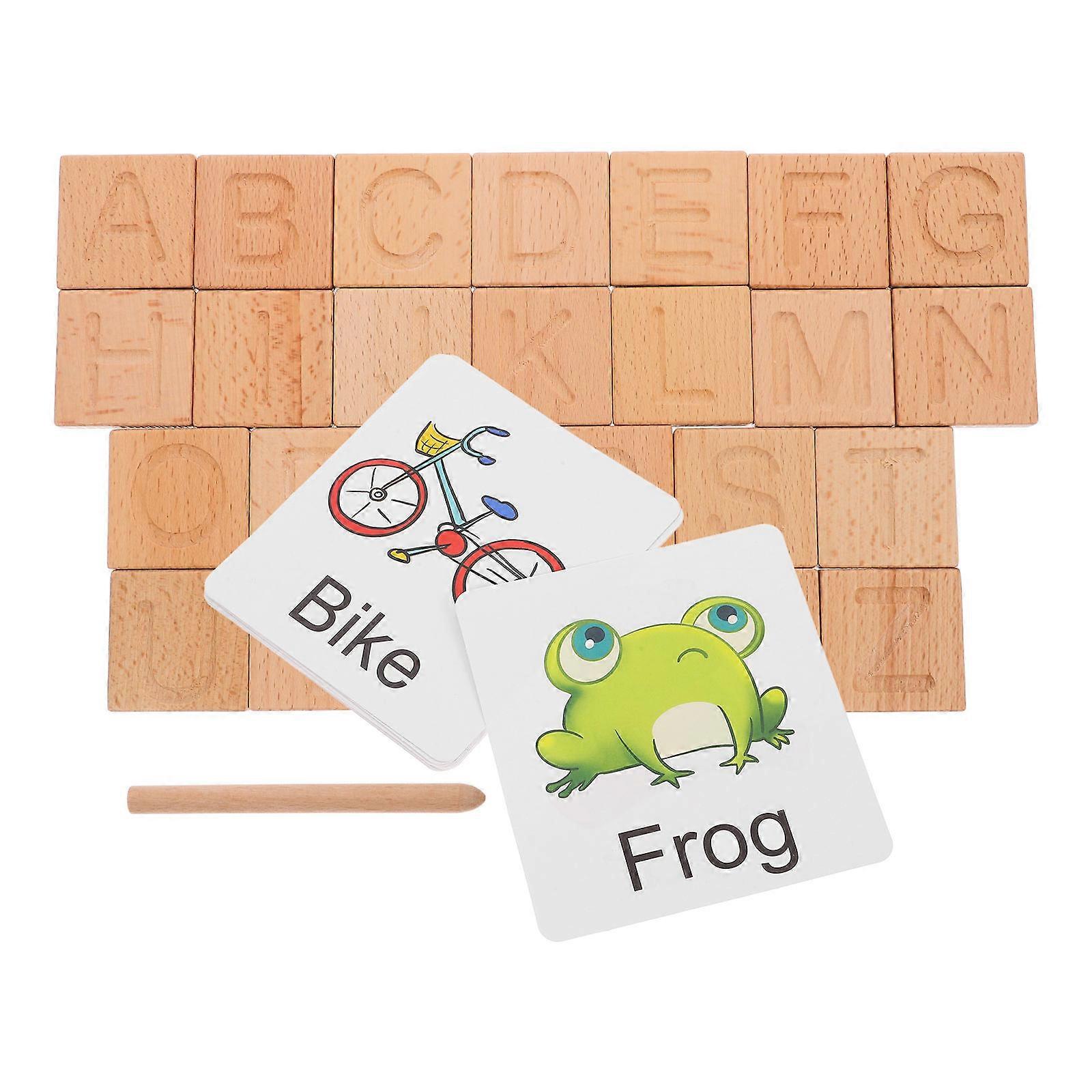 Wooden Puzzle Toy for Kids with Beige Study Cards Entertaining Spelling Game Set of 1