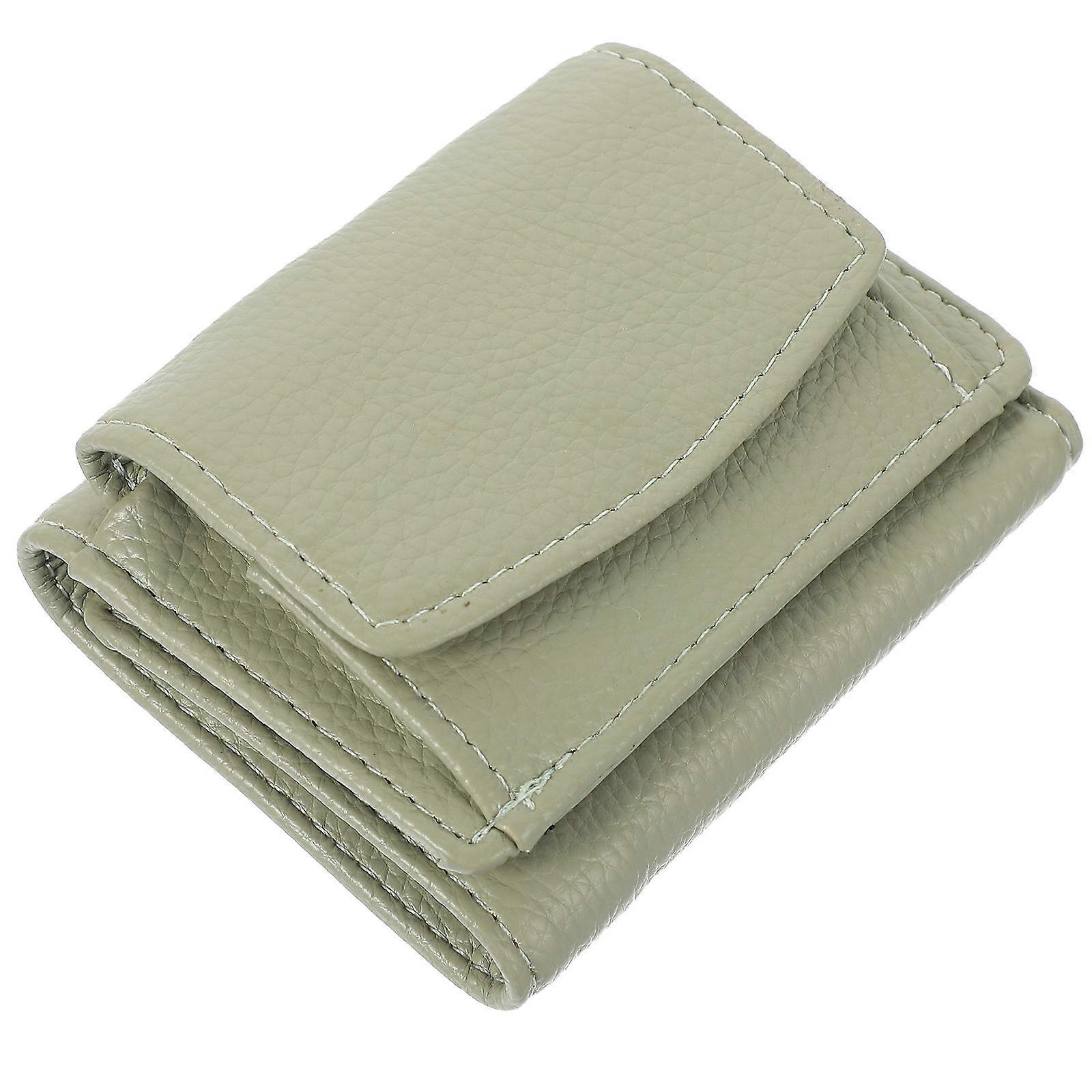 Durable PU Women's Wallet with Coin Purse and Card Holder for Storage Green -folded