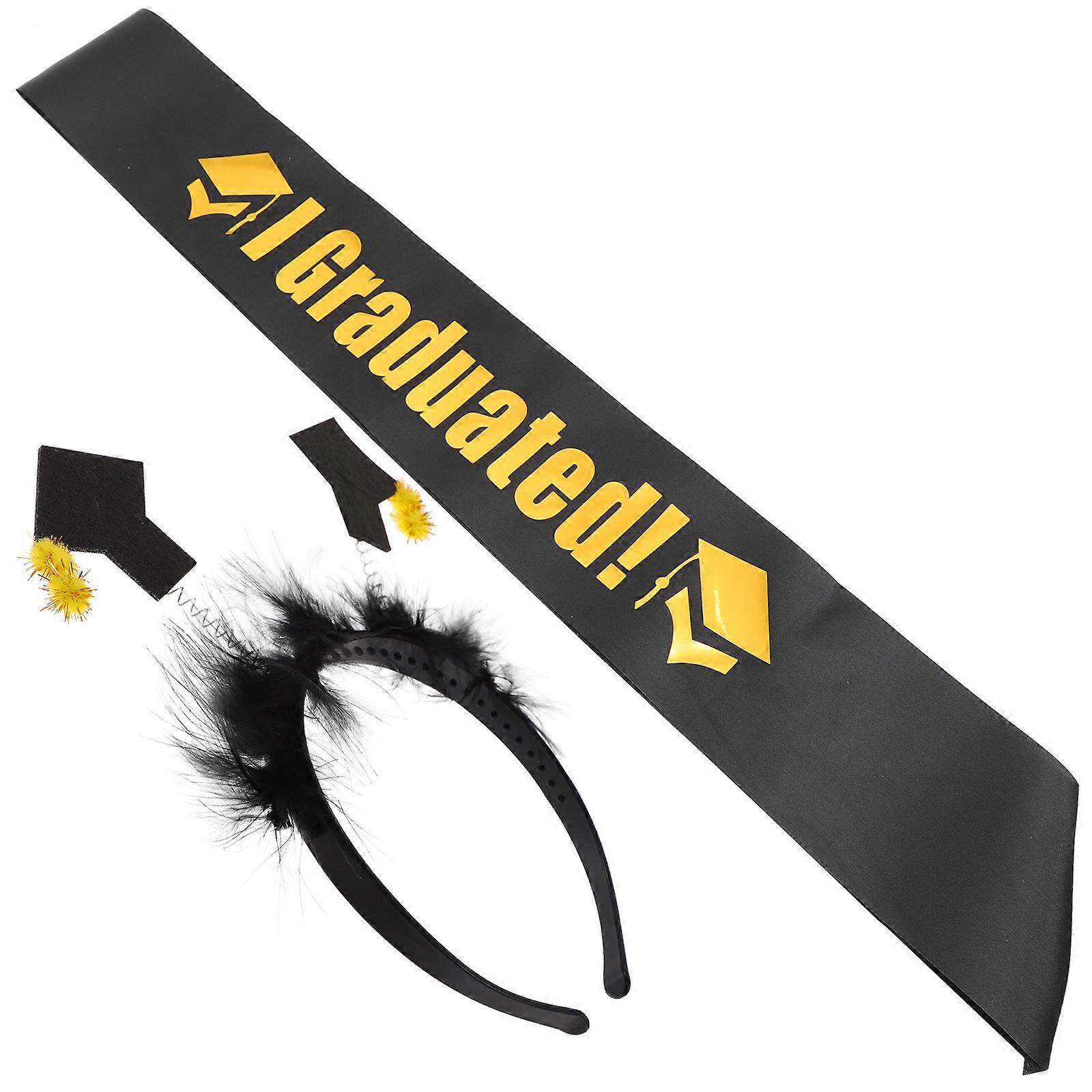 Graduation Sash and Mini Cap Headband Set – Lightweight Hat Hairband for Unique Party Decorations and Memorable Photos