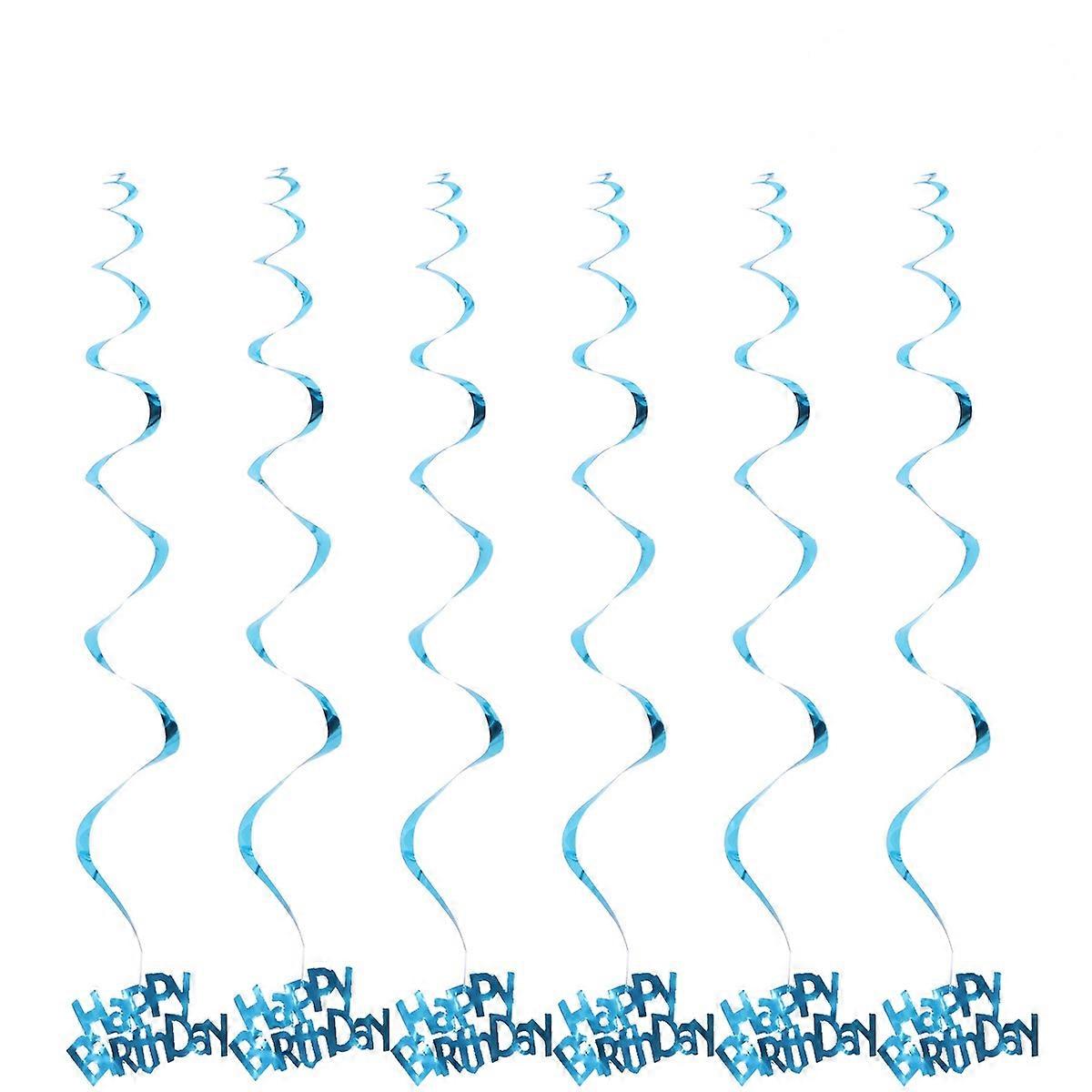 6pcs Dizzy Danglers Party Swirl Spiral Haning Pendants (Sky Blue)