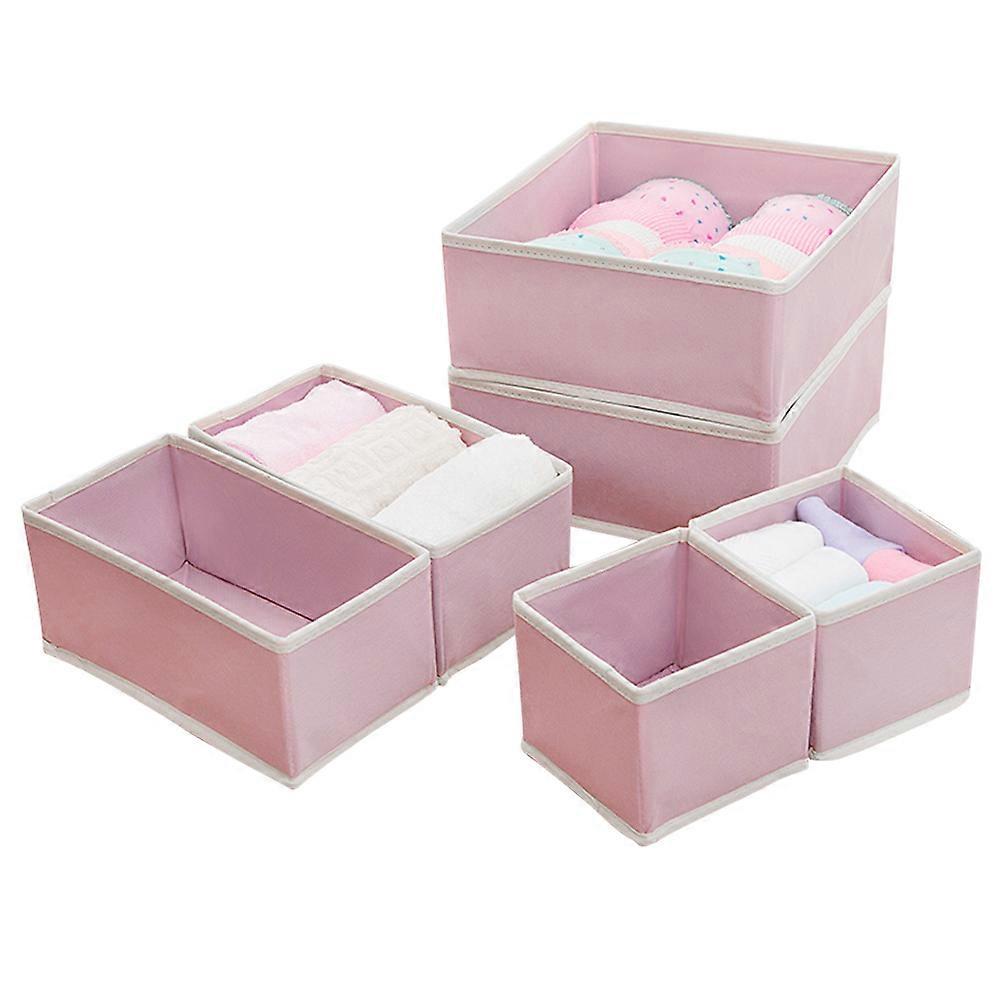 Fabric Storage Box Designed For Women 28X28X12Cm Efficiently Organizing Drawers 6Pcs Pink