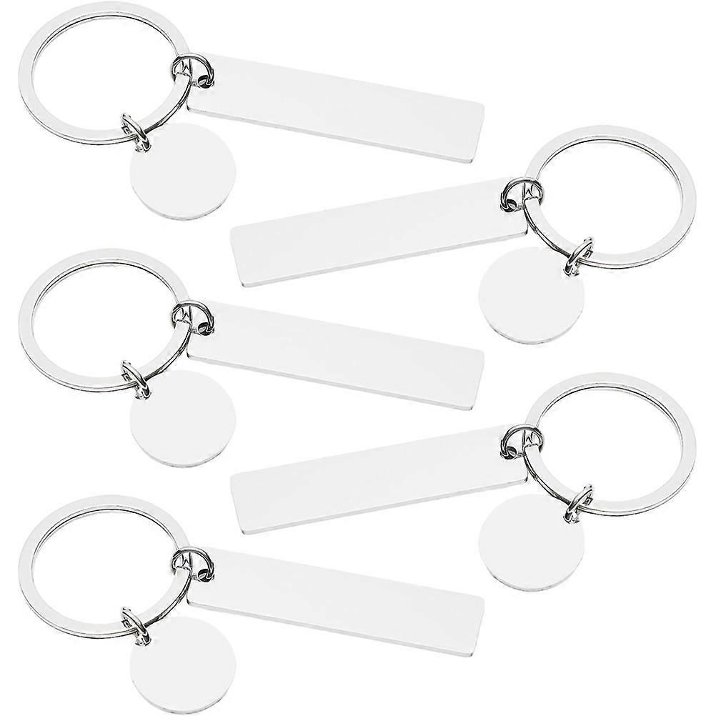 5Pcs DIY Lettering Keychains Stainless Steel Blank Keychain Engraved Blank Chain