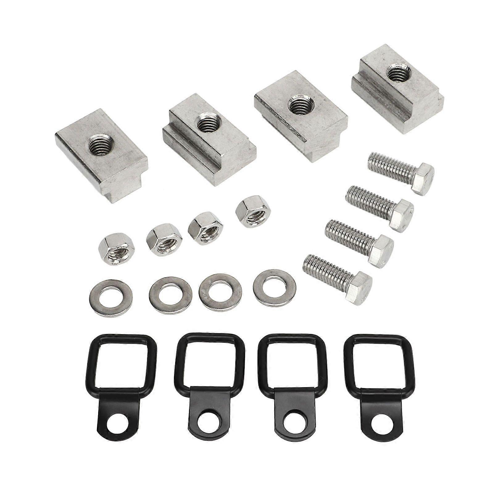 T-spormuttere ankere D-ringer sekskantede bolter 4 sett
