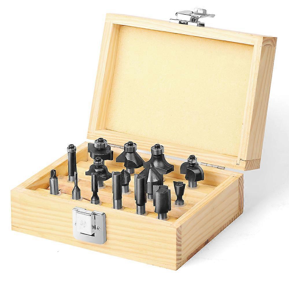 15Pcs Woodworking Milling Cutter 8Mm Shank Trimming Machine Fillet Cutter Chamfer Cutter Slotting Cutter Router Bit Set Carpentry Accessory