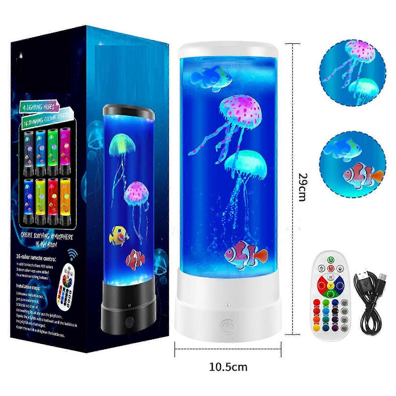 Mini Fish Lamp, Desktop Electric USB Aquarium LED Large Bubble Lava Lamp With 3 Fishes, Colors Chang
