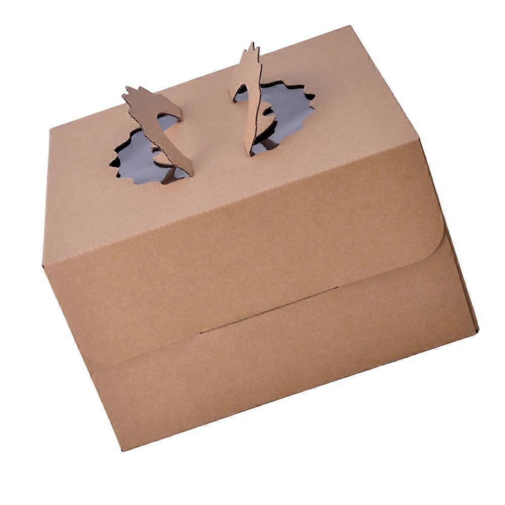 Square Kraft Paper Cake Box with Handle for Easy Carrying Durable Food Crisper Storage Box for Bakeries and Home Use Khaki 12 inch