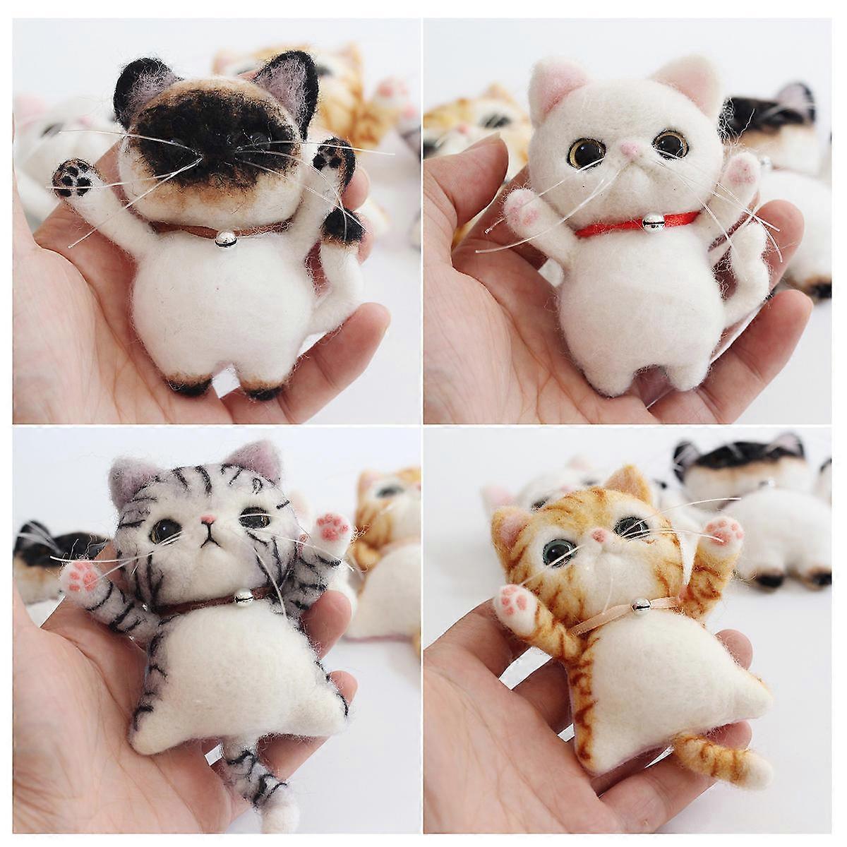 Creative DIY Wool Felt Cat Brooch Kit for Handmade Crafts Assorted Color Perfect for Beginners