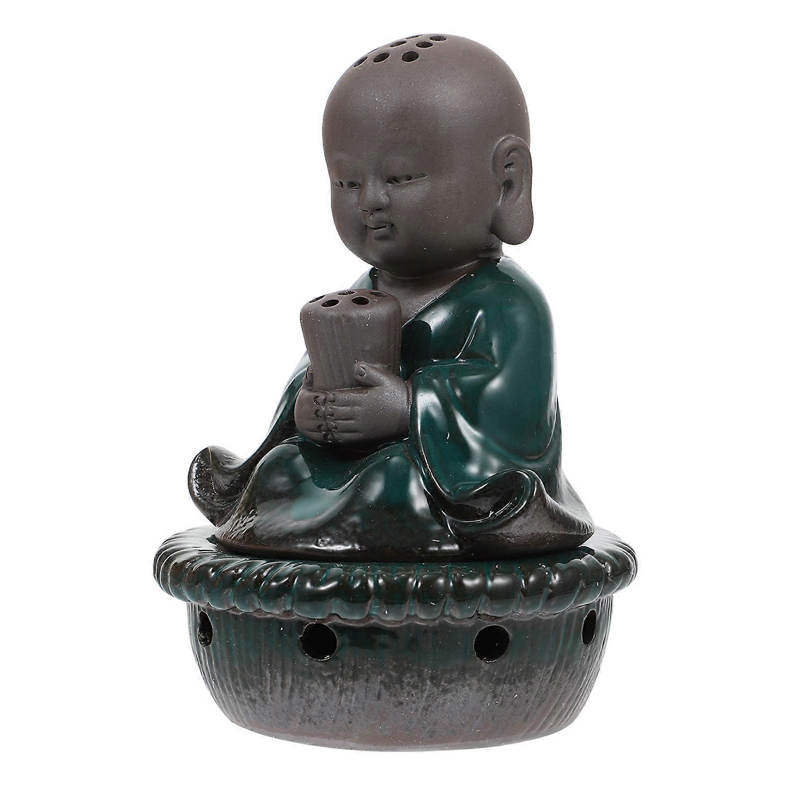 Desktop Decor Censer Ceramic Incense Burner Meditation Aid Round 8.5X8.5CM 1Set