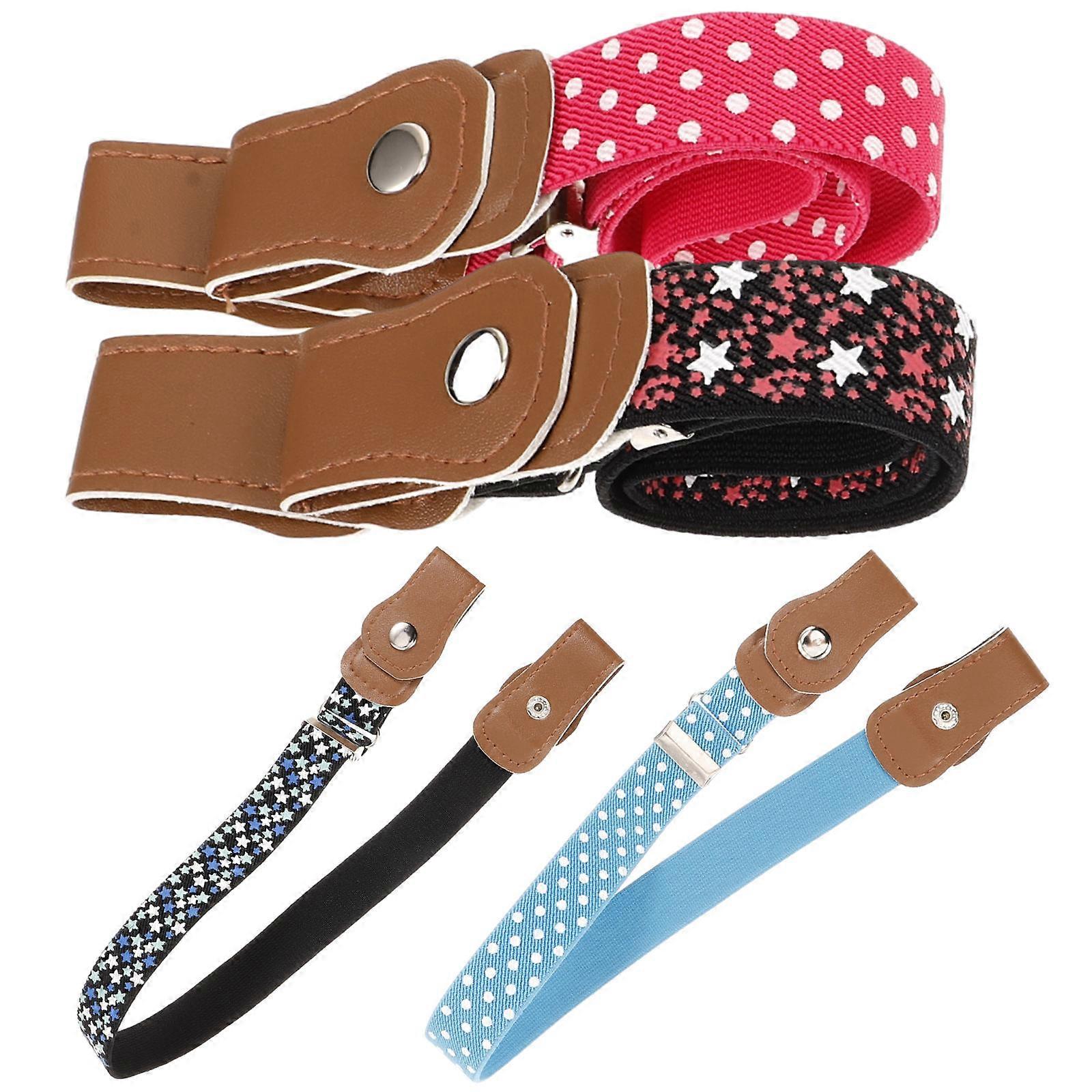 Stretchy Belts For Kids Featuring Buckle Design Perfect For Everyday Use 4 Pcs