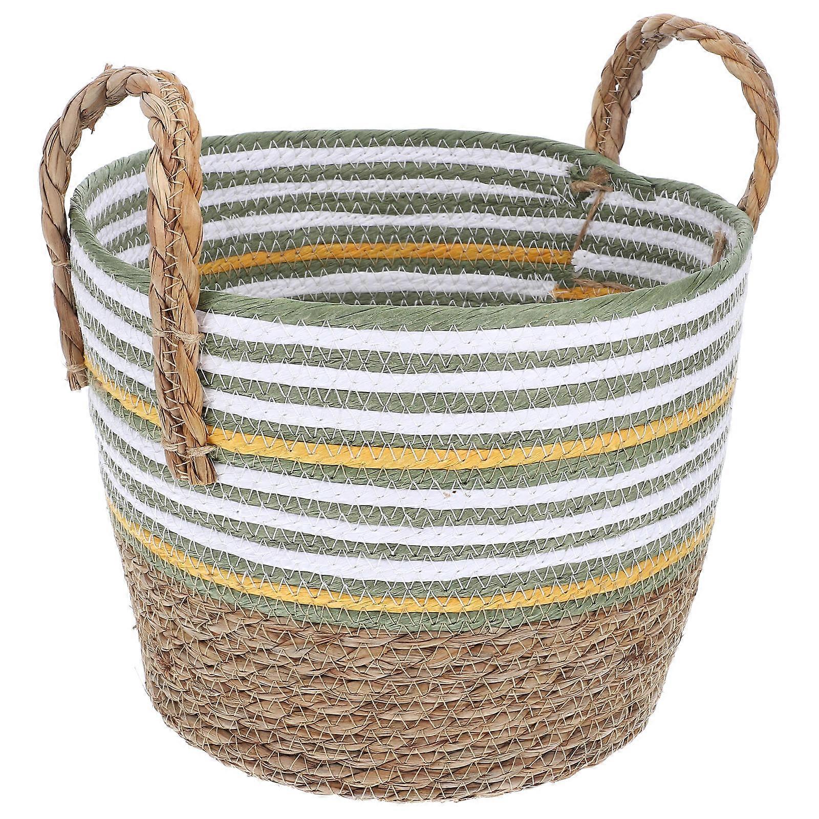Woven Storage Basket Multi Functional Organizer for Table Desk Shelf Rattan Design for Books and Small Items