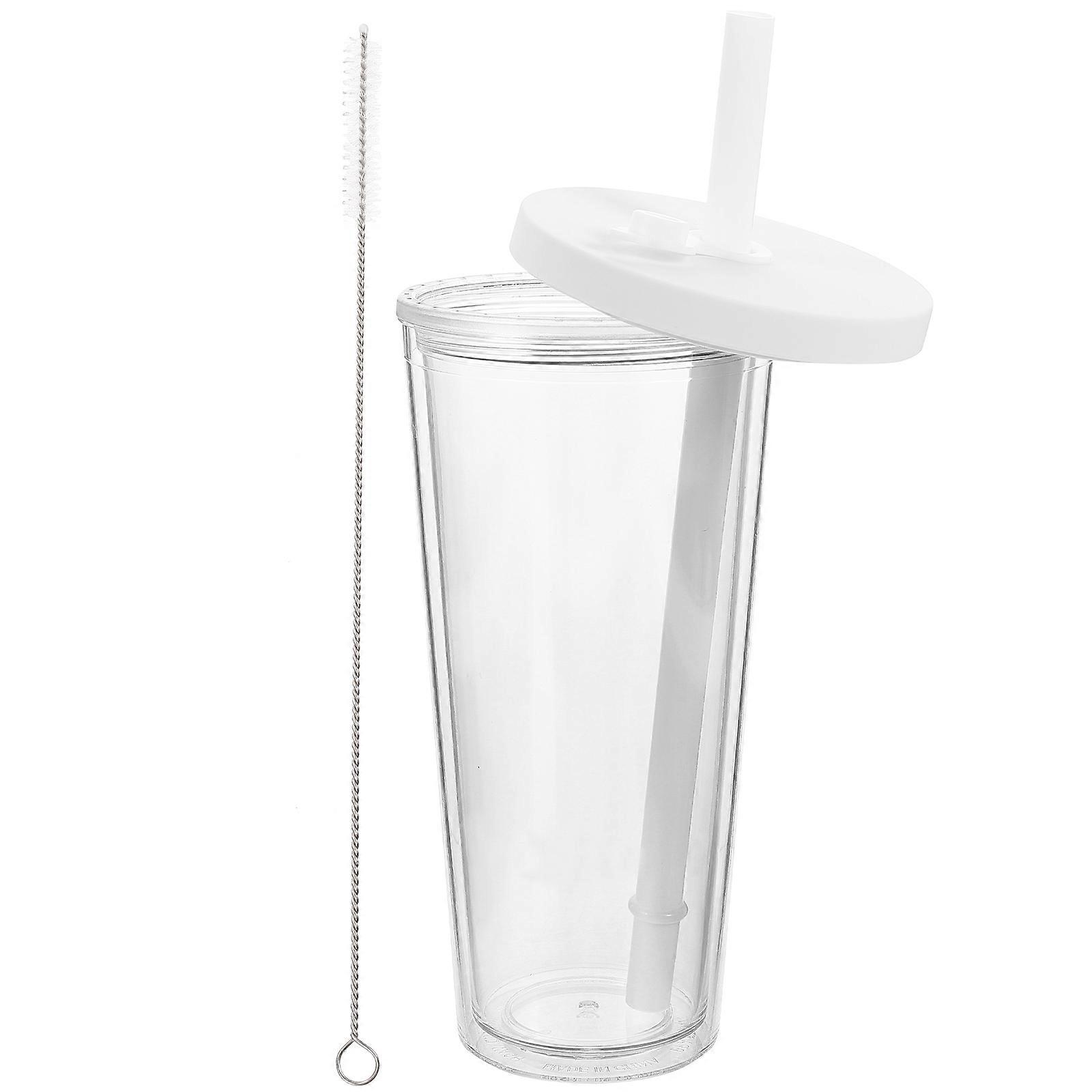 Beverage Cup For Outdoor Use Simple Design 700ml Cold Drink Cup With Lid And Straw 1 Set