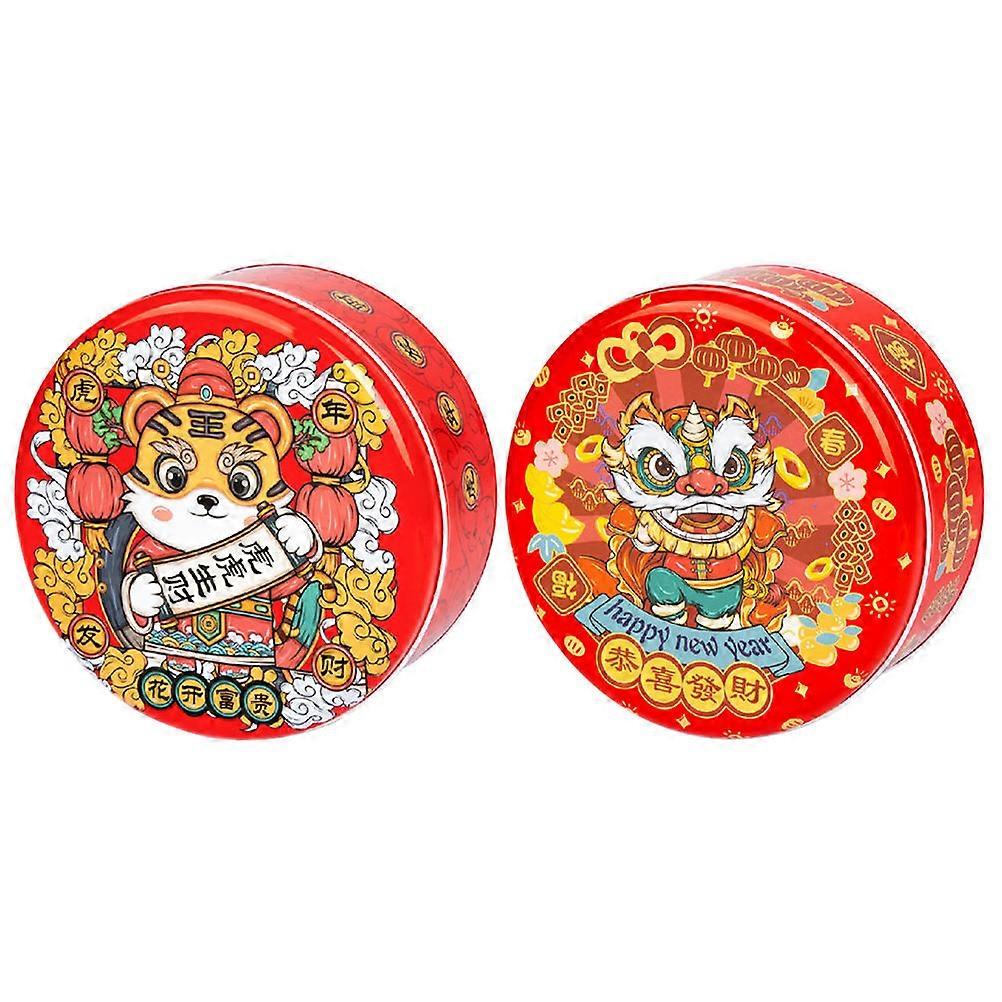 Festive Candy Box 2Pcs Decorative Tinplate Cookie Boxes New Year Party Elegant Design Assorted Color Gift Packaging