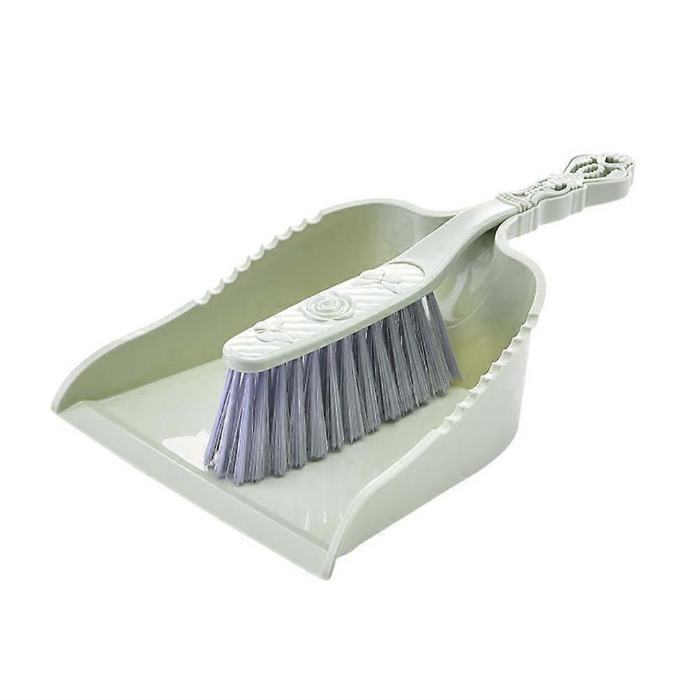 Green Dustpan and Brush Set with Ergonomic Grip for Easy Cleaning at Home and Office  Size 9.2 x 8.5 x 2.4 Inches