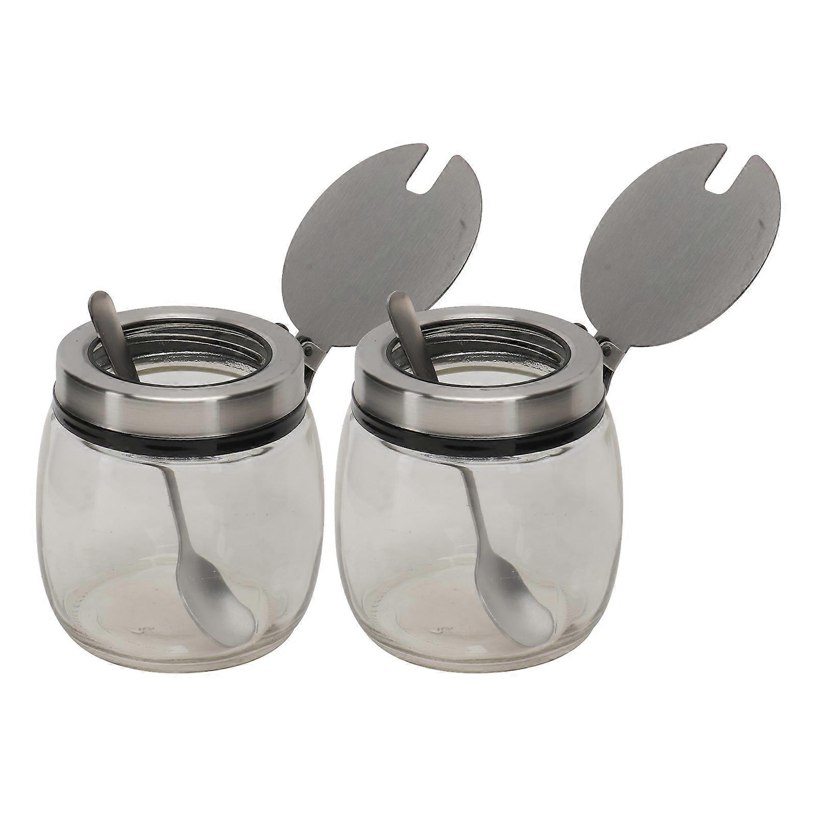 It looks like you've listed a product title for **2 piece Seasoning Jars with Spoon Shakers**, which are used for holding spices, salt, sugar, and
