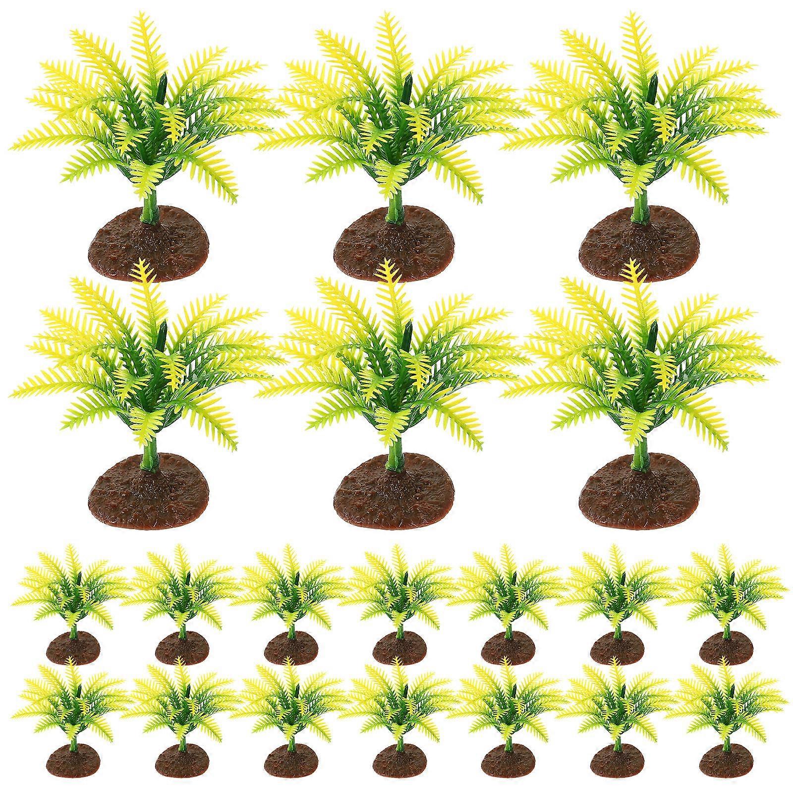 20PCS Miniature Iron Tree Models for DIY Crafts, Yellow Green Scenery Plants, High Artificial Trees for Sand Table Diorama and Model Train Layout