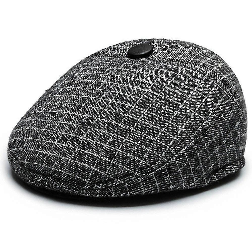 Seniors Winter Cap Plaid Design Wool Blend Warm Ear Flap Windproof Hat
