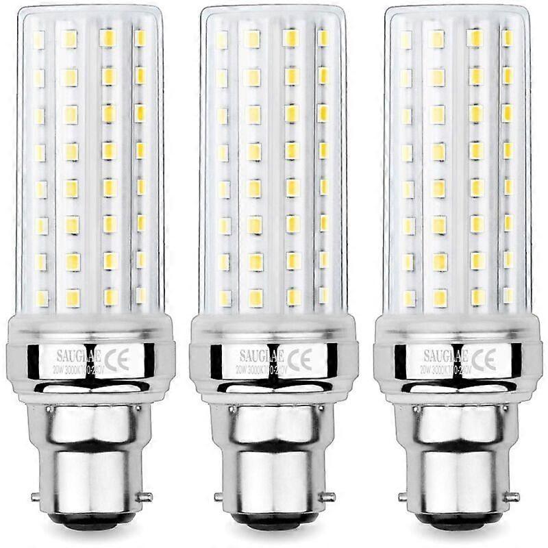 20W LED Corn Bulbs, 150W Incandescent Bulb Equivalent, 2300LM, 3000K Warm White, B22 Bayonet Cap Bulbs, 3 Pack