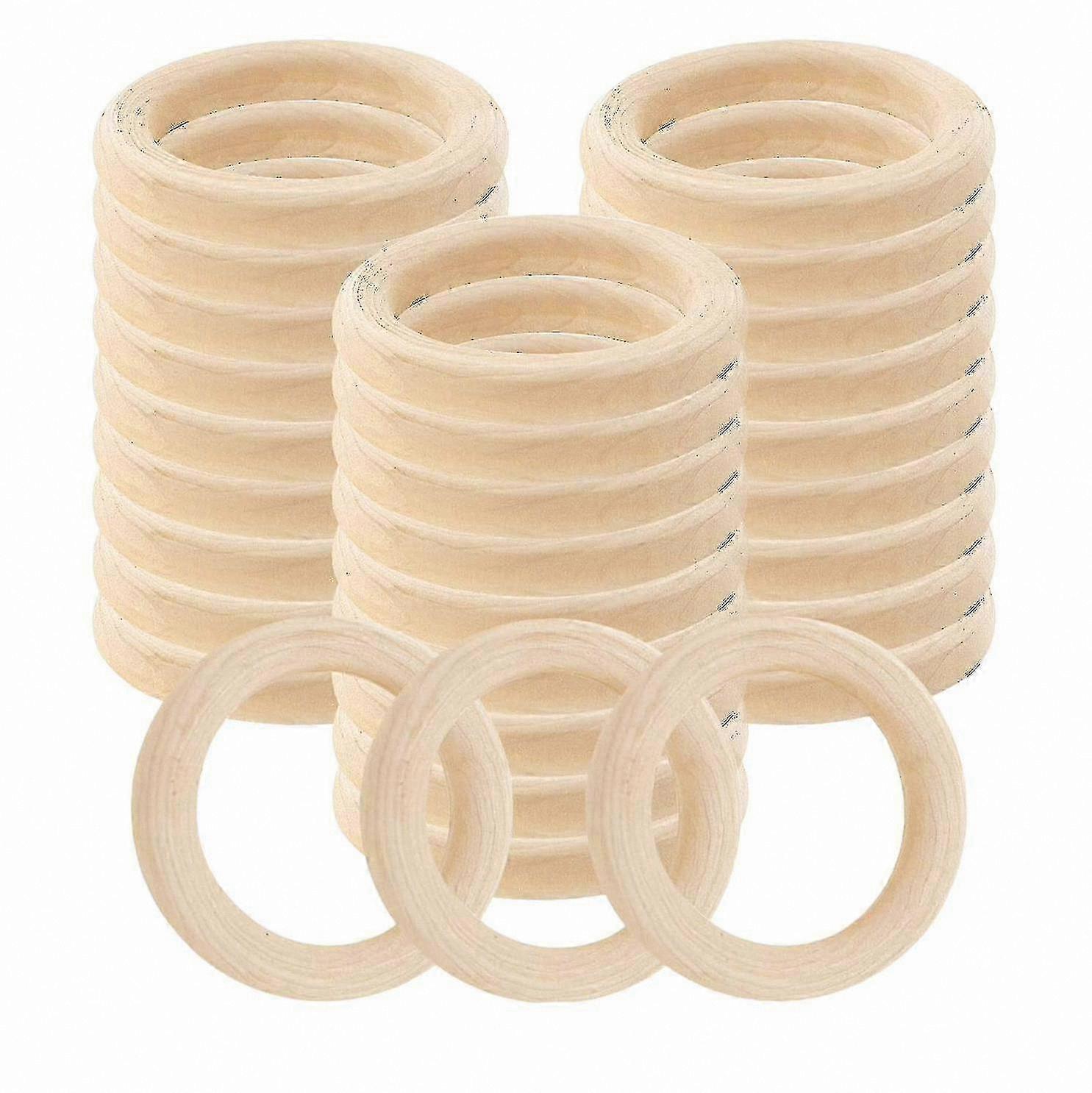 Unfinished Wooden Rings 60mm - Set of 30 for DIY Crafting Projects