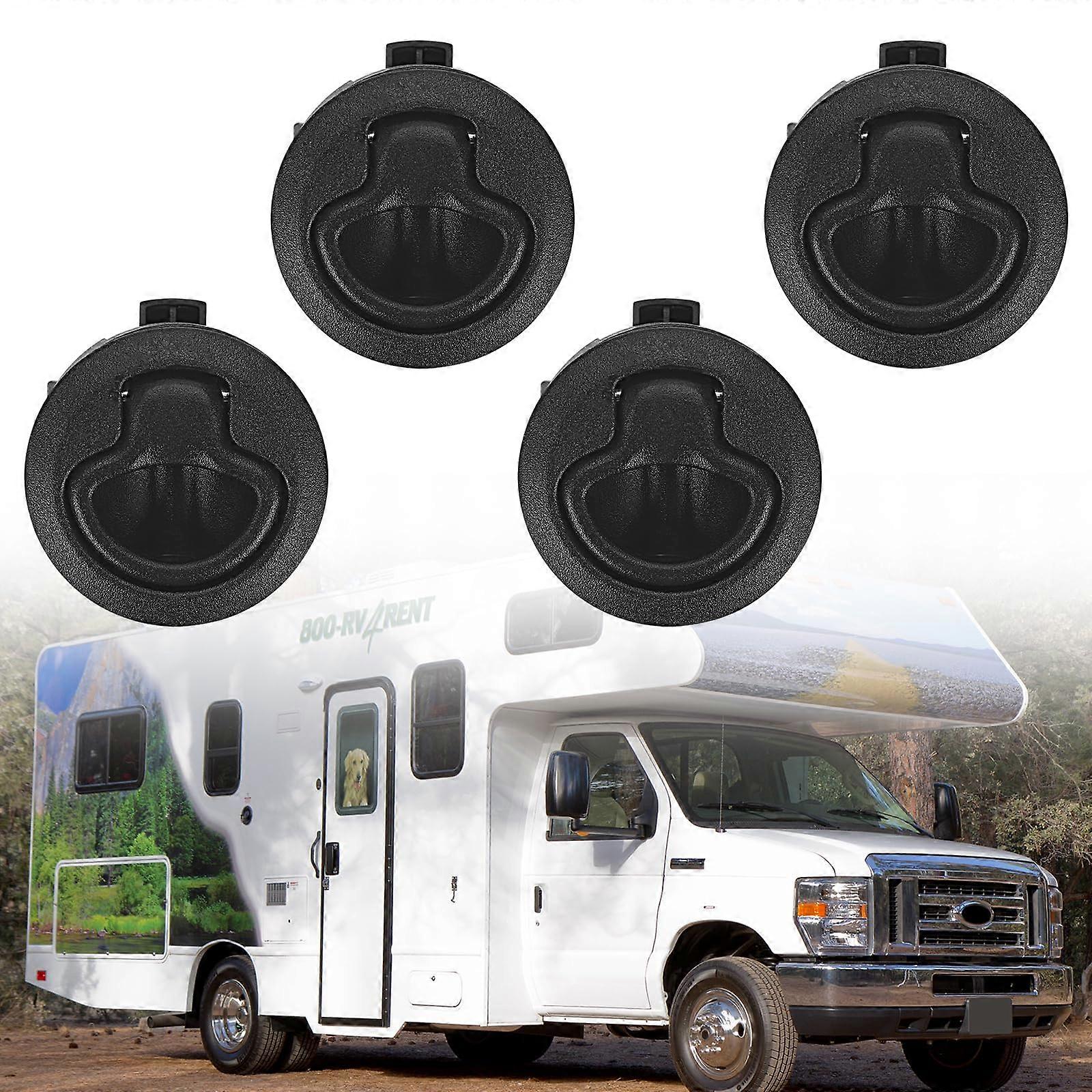 Pull Lock Motorhome Lock For 2-In Holes And 0.5-In Door Thickness Plastic Push Lock For RV Boat Deck Black Pack Of 4