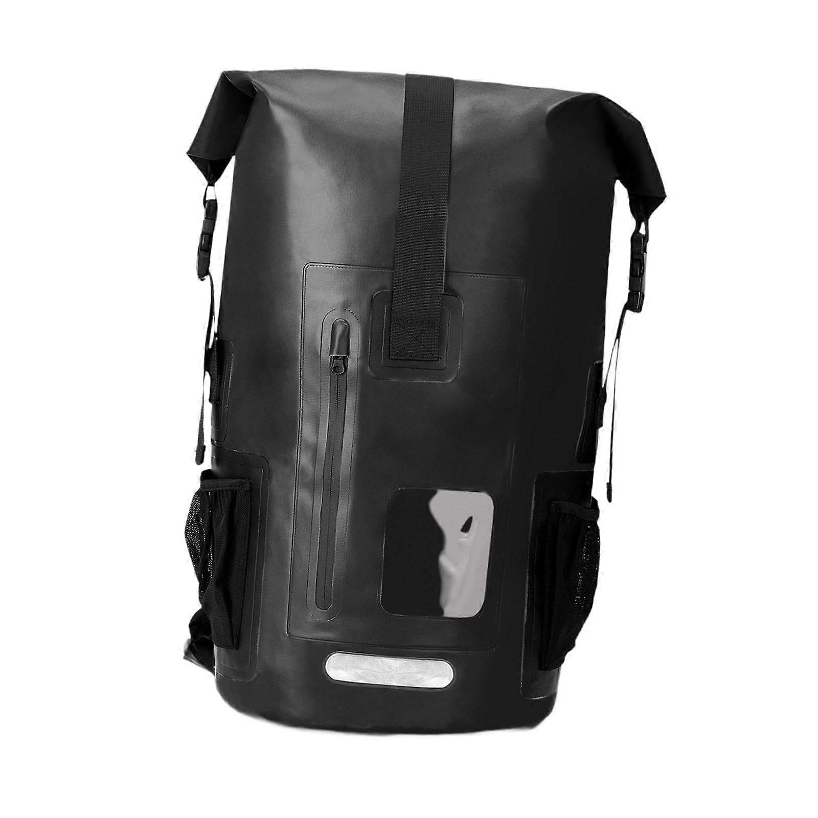 55L Waterproof Roll Dry Bag with Thick Shoulder Straps, Ergonomic Design, PVC, for Kayaking, Rafting, Lightweight Black