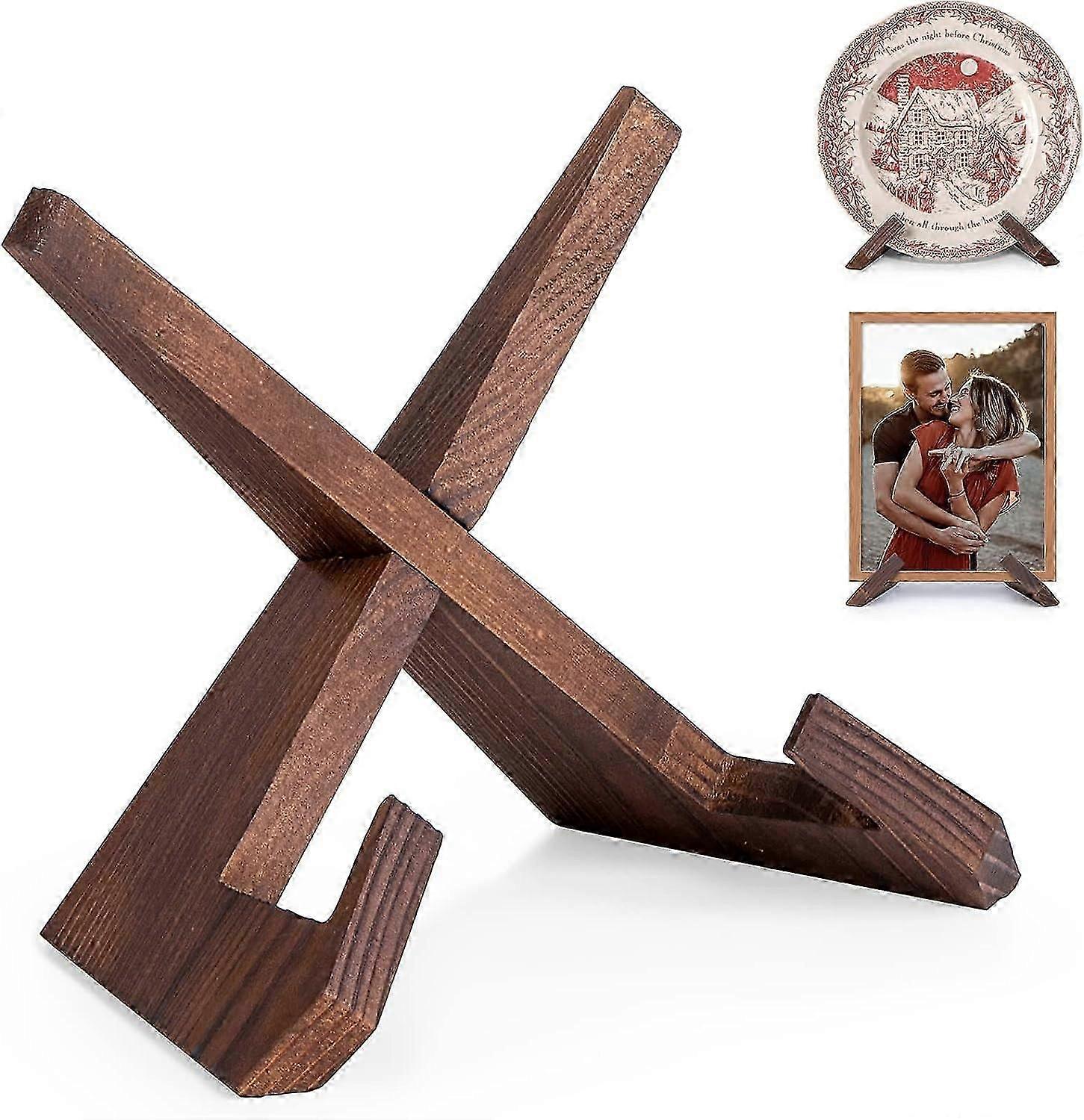 Plate Holder Display Stand - 6.5 Inch Picture Frame Stand, Wooden Display Stand for Book, Photo, Decorative Plate