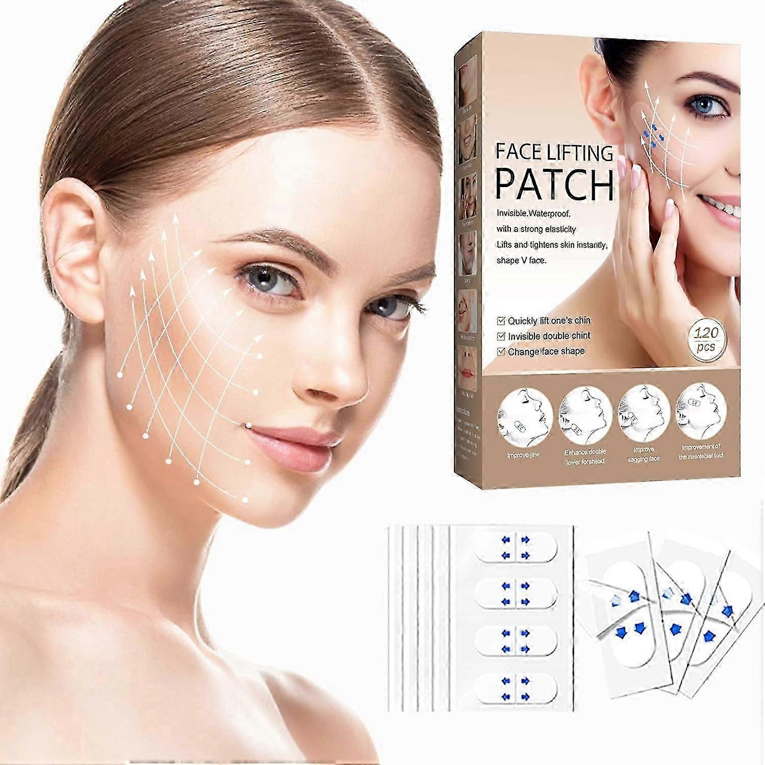 120pcs Face Lift Tape, Stretchable Face Tape Lifting Invisible, 8 Hours Lasting, Invisible Face Lifter Tape, Instant Face Lift and Shape V Face