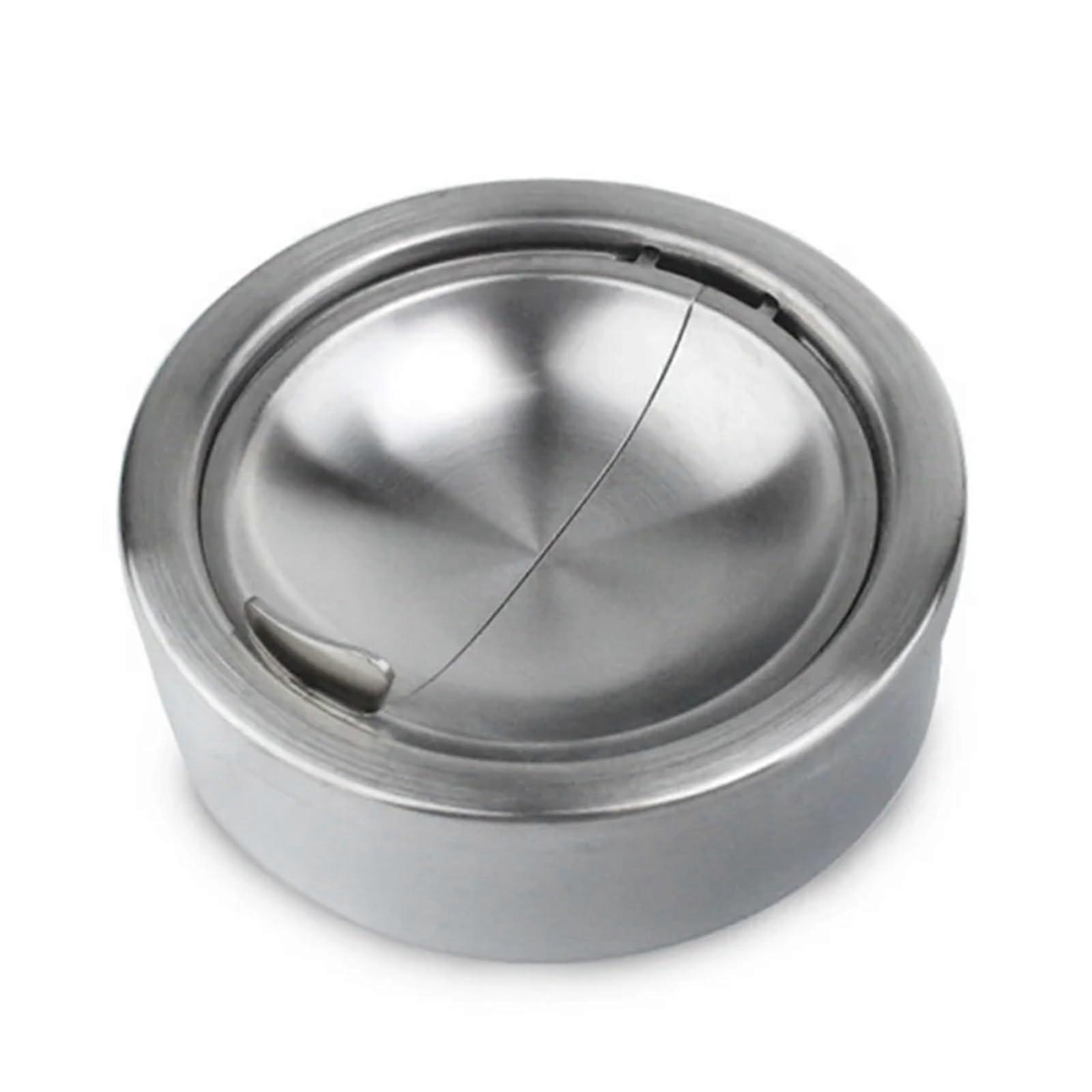Portable Windproof Stainless Steel Ashtray, Rotatable Black Design with Sticky Surface, Push-Button Smoking Accessory