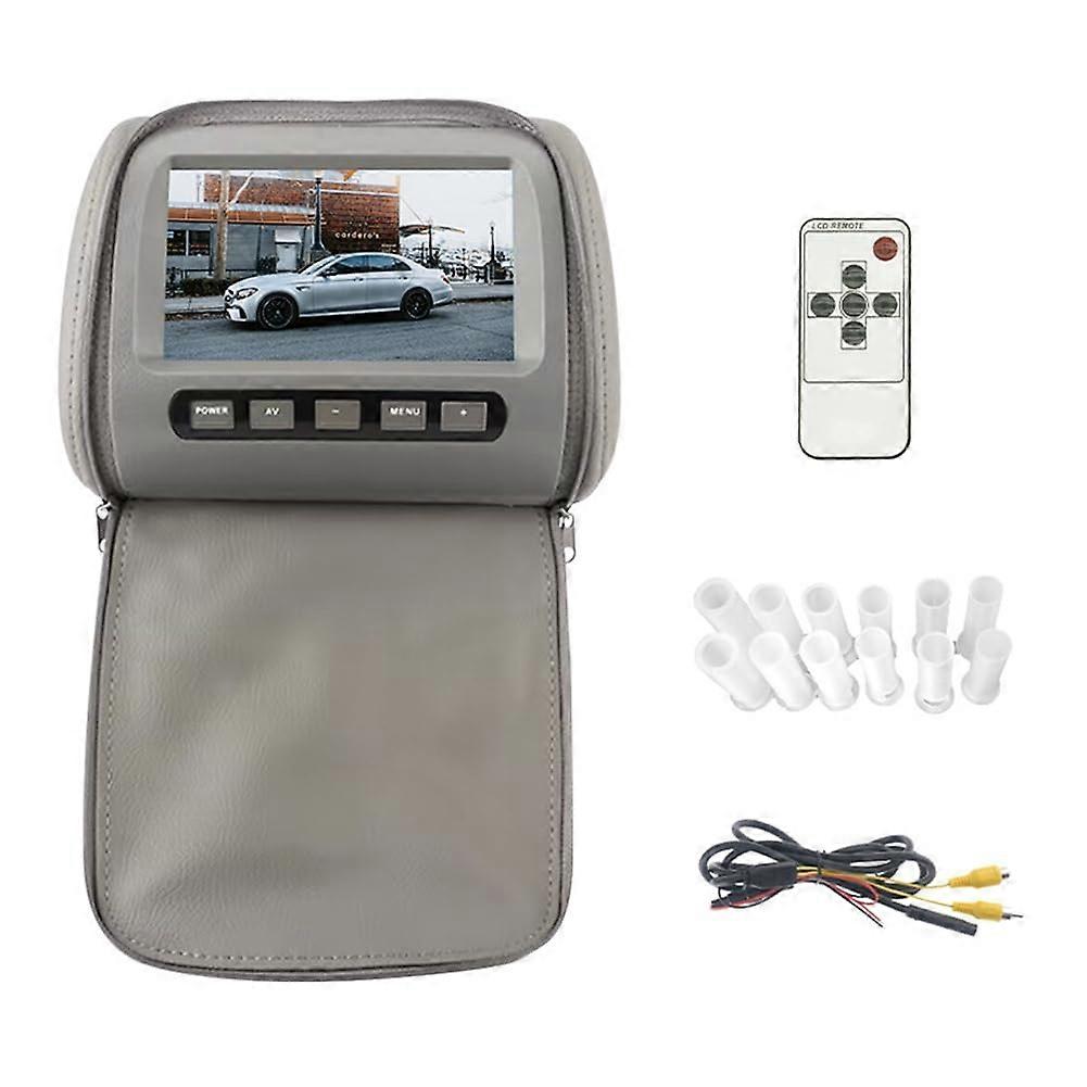 Car Headrest Monitor Universal 7 Inch TFT LED Screen AV Input Pillow With Zipper Rear Seat Video Display