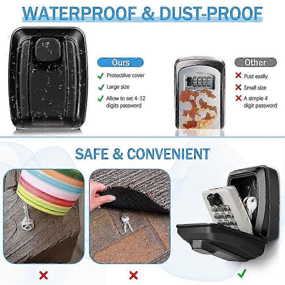Key Box Wall Mounted Large Key Box Secure Waterproof Outdoor Key Box ...