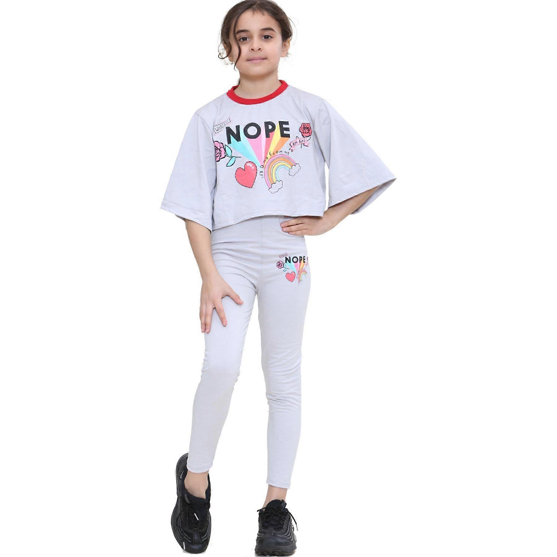 الفتيات كلا طباعة المحاصيل أعلى و legging مجموعة