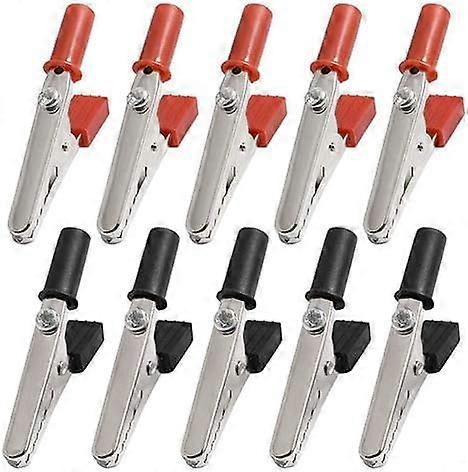 Set of 10 Red and Black Alligator Clips, Small Metal Electrical Clamps Wire Alligator Clips with Screw, Workholding Devices (50mm)