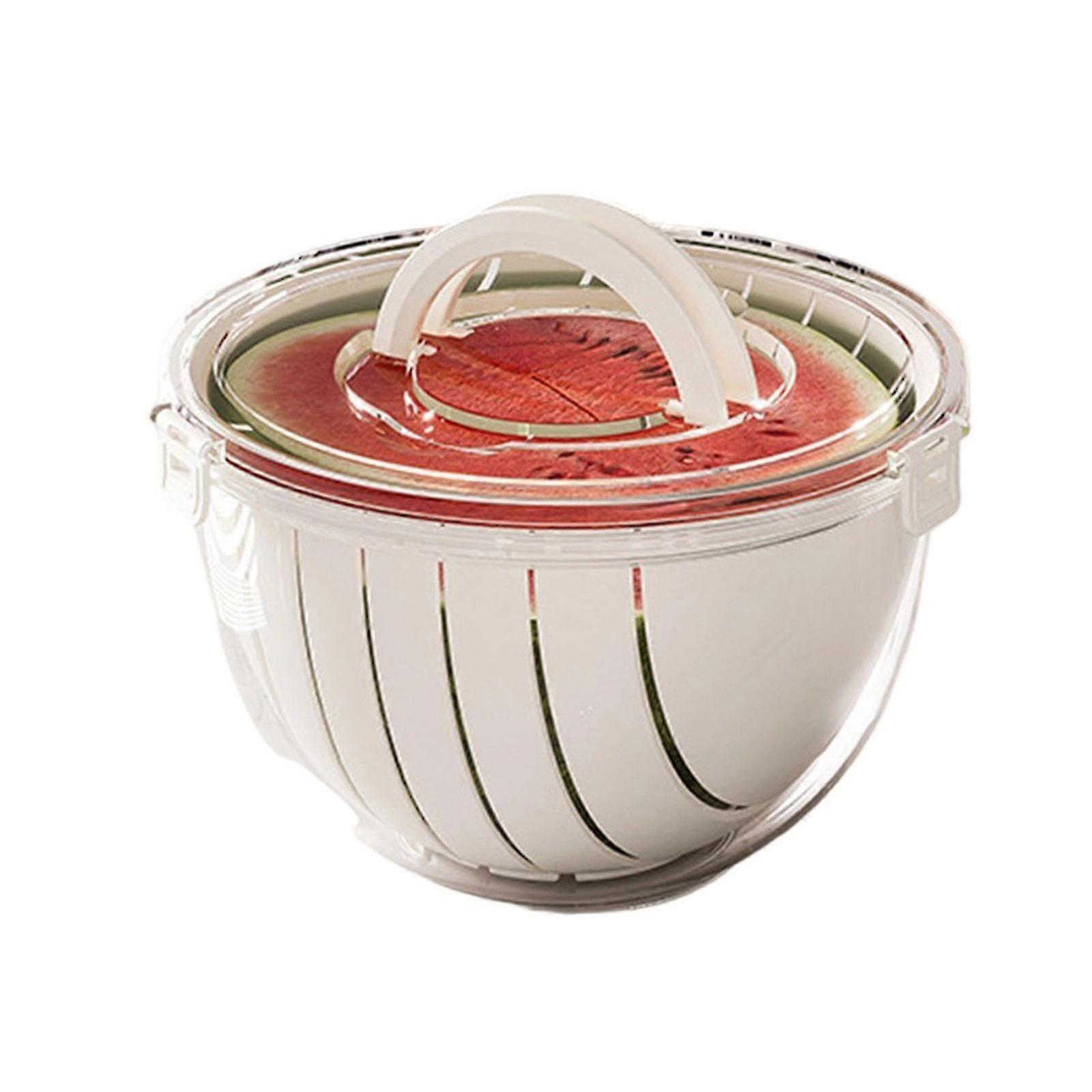 Space Saving Watermelon Chopping Basket Plastic Strainer Portable Design For Picnics Daily Cooking White