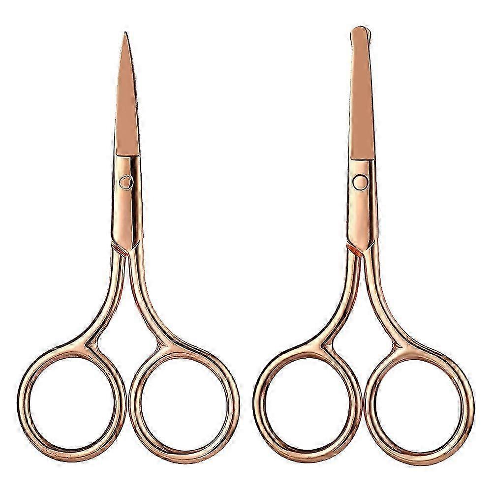 Hair Scissors, Grooming Eyebrows, Nose, Facial Hairs & Beard Trimming ( Round / Point (2 pack)--style3332
