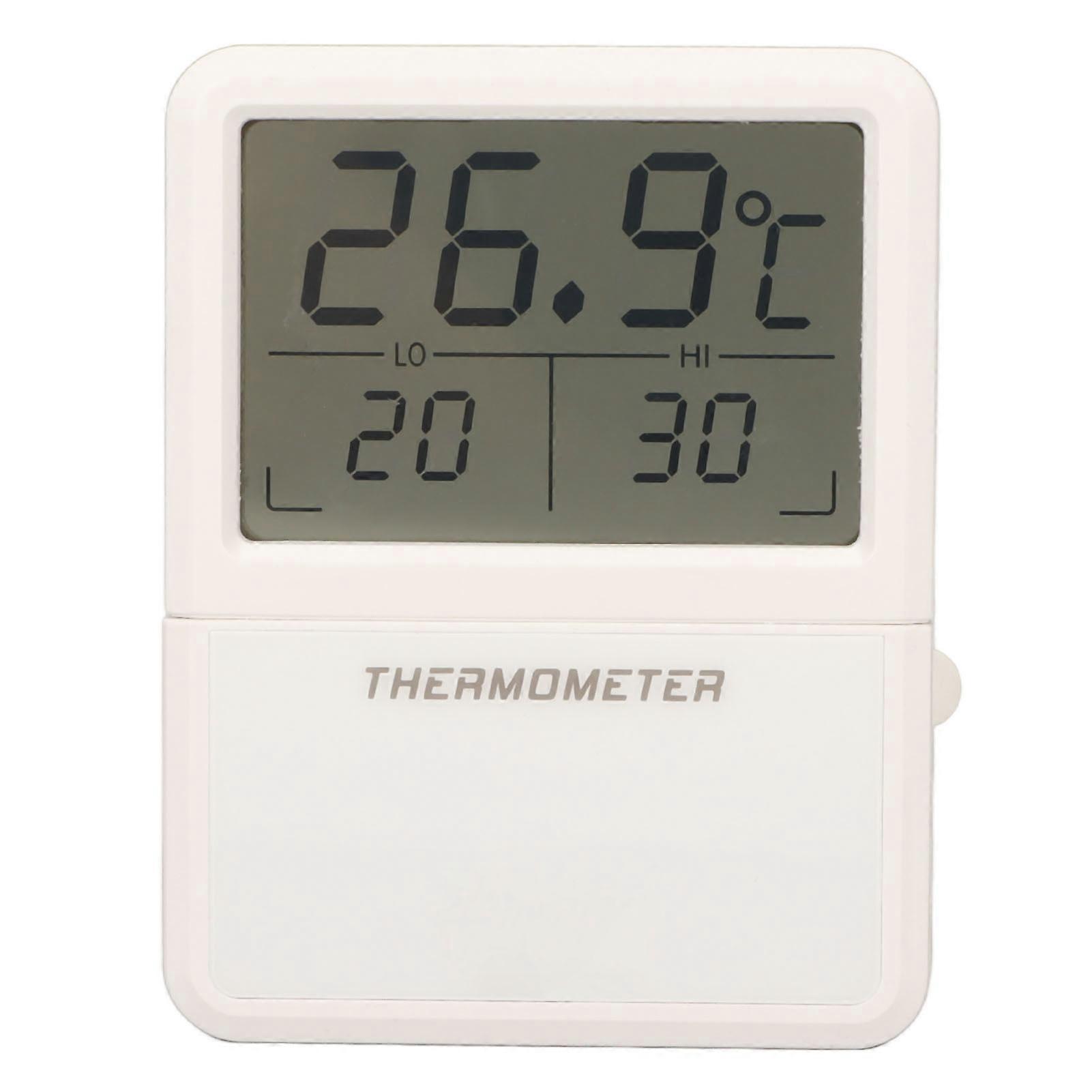 Aquarium Thermometer LCD Display High Temperature Resistance Hidden Button Design Digital Fish Tank Temperature Sensor White