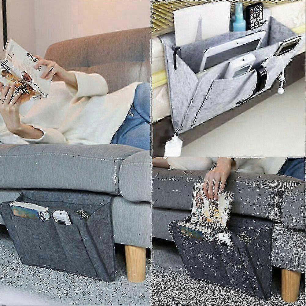 New Bedside Storage Bag with Pockets: Hang on Bed, Sofa & Desk for Organizing Phone & Magazines