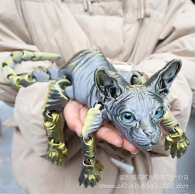 Realistic Hairless Cat Statue - 3D Printed Animal Ornament & Cat Toy for Home Decor and Collectors