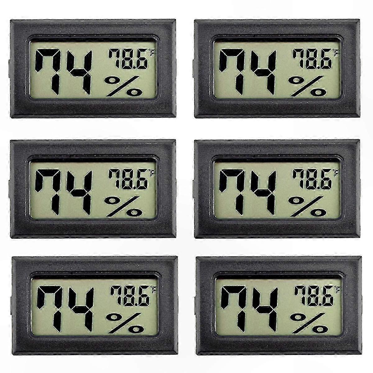 6-Pack Digital Thermometer with Hygrometer for Indoor Home Use