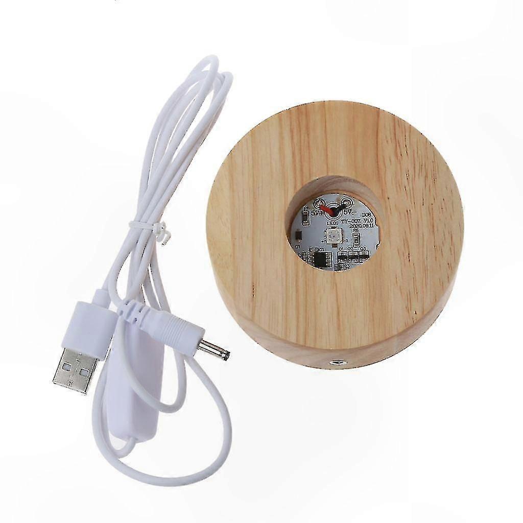 Illuminated Wooden Display Pedestal for Home Decoration Round Craft Base Stand