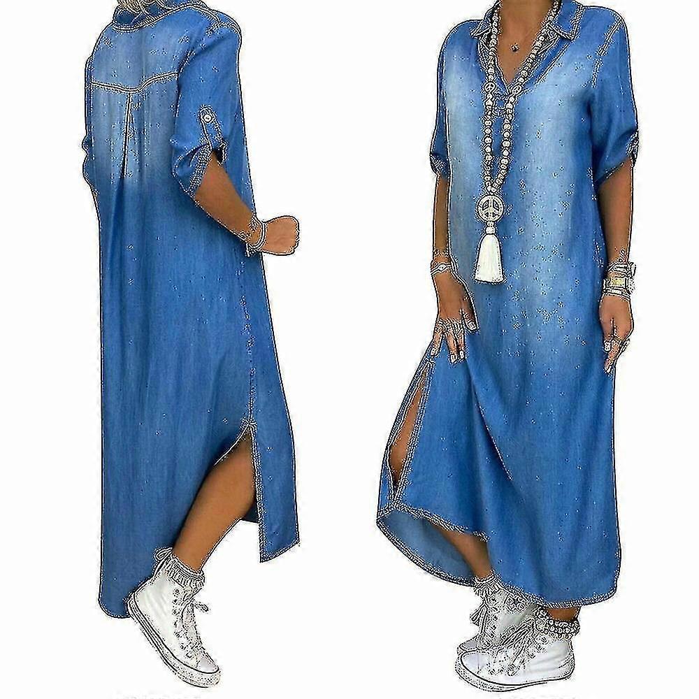 Women's Casual Denim Long Maxi Dress