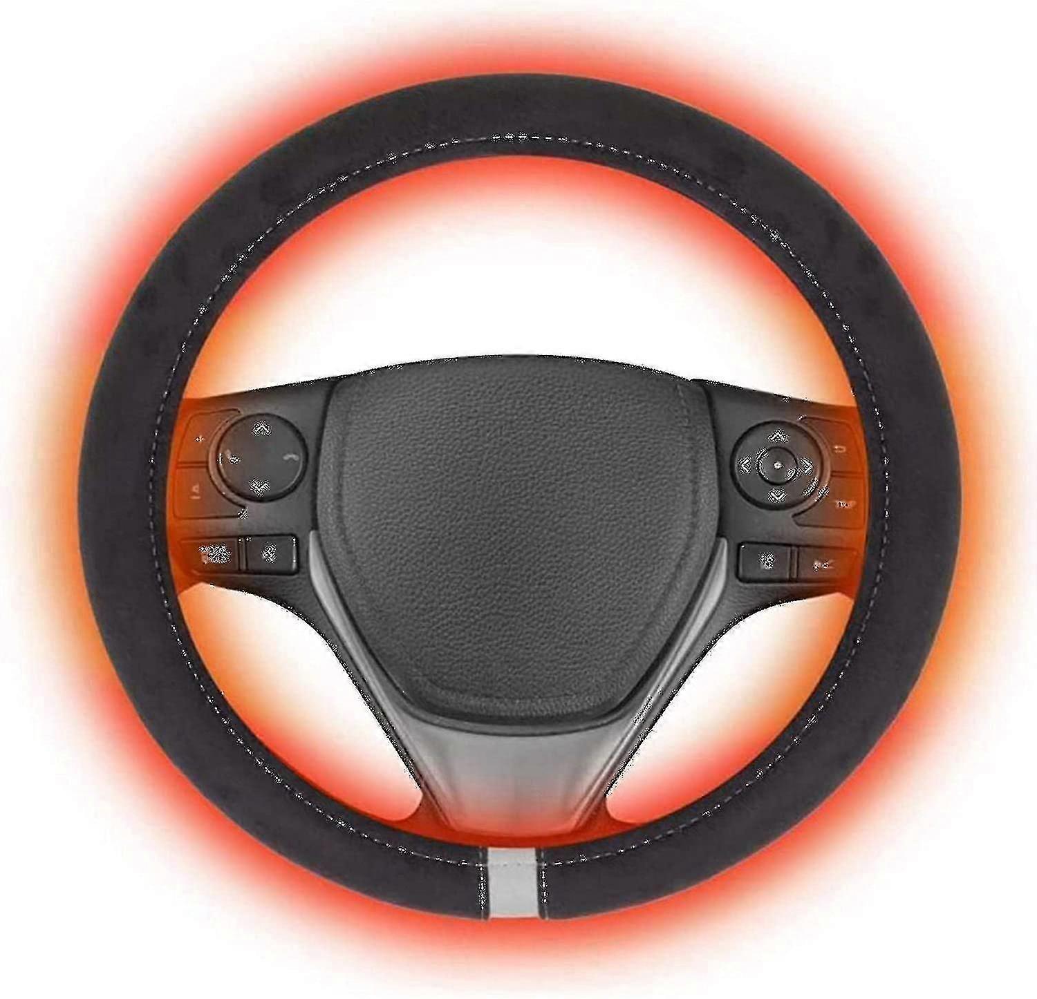 כיסוי הגה מחומם 12v עם עיצוב ללא סבך, מחמם ידיים לחימום רכב, גודל 15 אינץ'