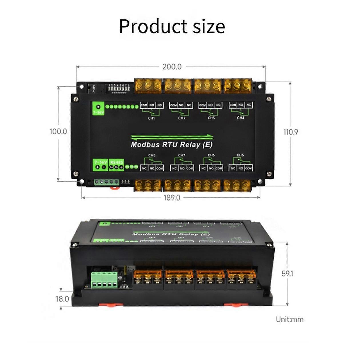 8-Ch RS485 Ethernet Relay Module Modbus RTU Protocol Various Isolation 30A High Current Relay Module